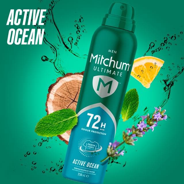 Mitchum 250ml Men Ultimate Active Ocean Antiperspirant Deodorant Spray - gallery image 3