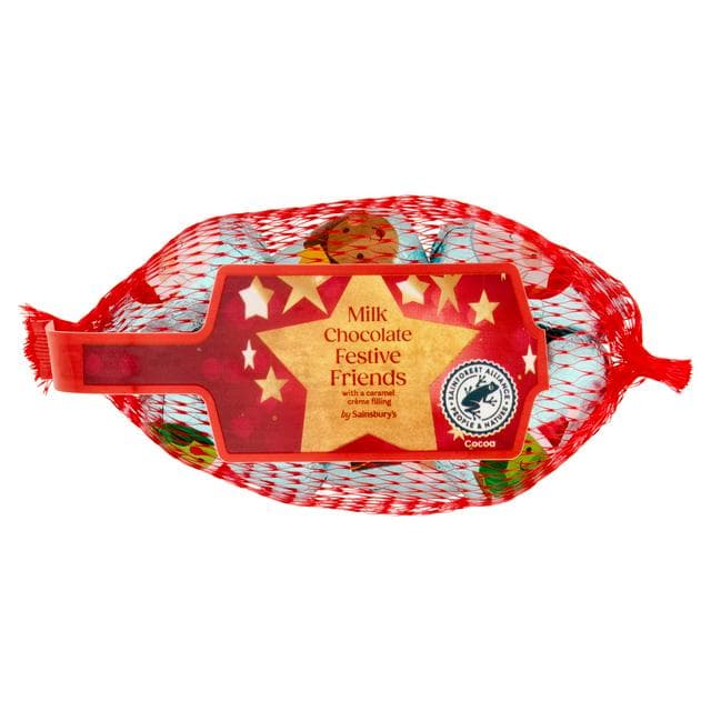 Sainsbury's 72g Milk Chocolate Festive Friends with a Caramel Crème Filling - gallery image 1