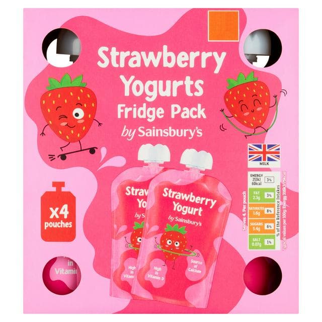 Sainsbury's Strawberry Yogurts Fridge Pack 4 x 80g - gallery image 1