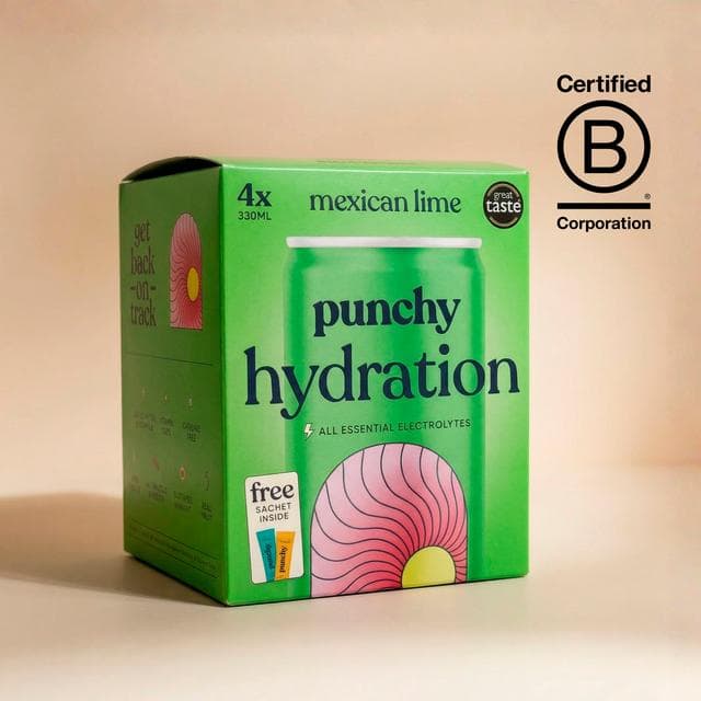 Punchy Hydration 4 x 330ml Mexican Lime Electrolyte Drinks - gallery image 5