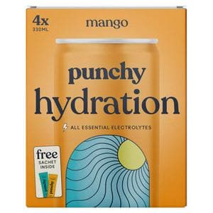 Punchy Hydration 4 x 330ml Mango Electrolyte Drinks