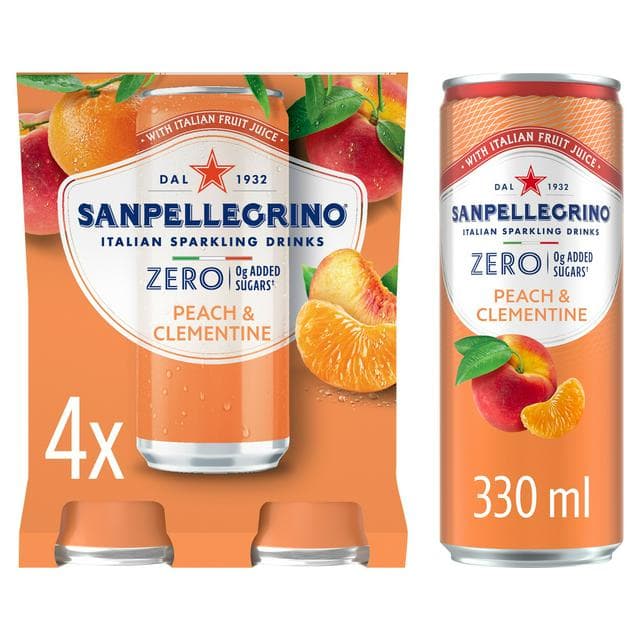 San Pellegrino Zero Peach & Clementine 4 x 330ml - gallery image 1