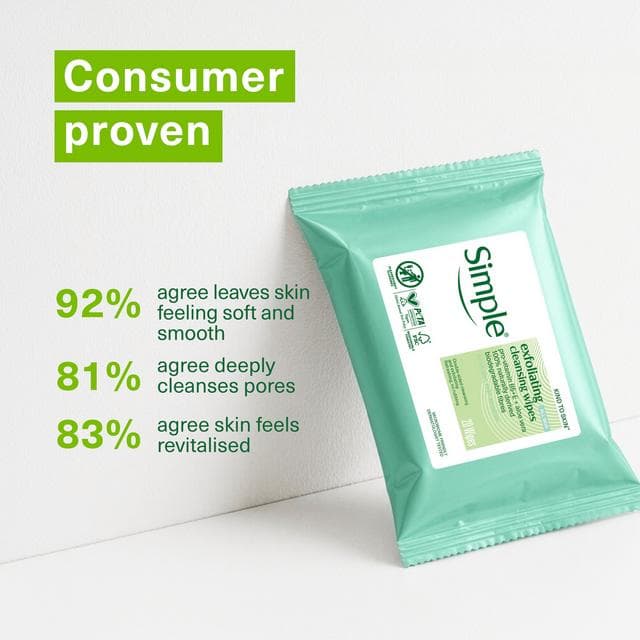 Simple Exfoliating Face Wipes Biodegradable x20 - gallery image 5
