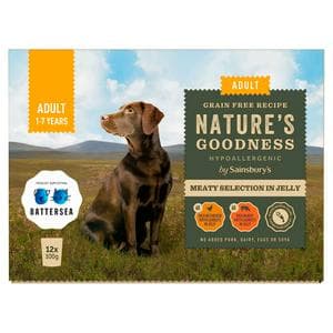 Sainsbury's Nature's Goodness Meaty Selection in Jelly Adult Dog Food 1-7 Years 12 x 100g