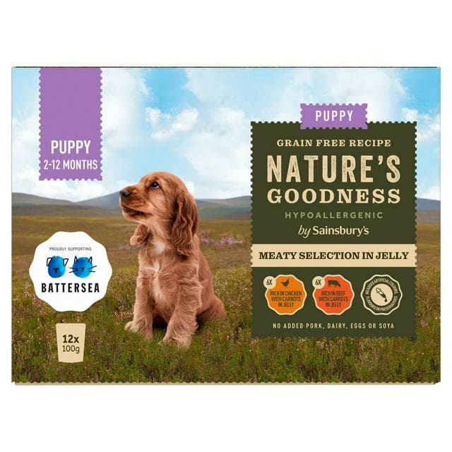 Sainsbury's Puppy Nature's Goodness Meaty Selection in Jelly 2-12 Months Dog Food 12 x 100g - gallery image 1