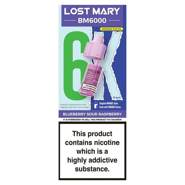 Lost Mary BM6000 Blueberry Sour Raspberry Refillable Pod Kit 20mg/ml - gallery image 1