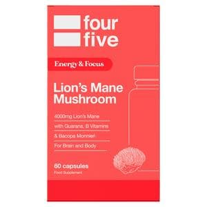Fourfive Energy & Focus Lion's Mane Mushroom Food Supplement Capsules x60