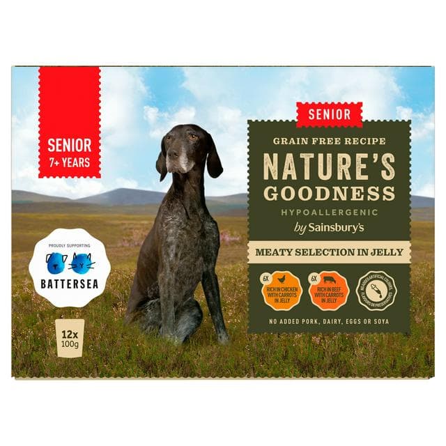 Sainsbury's Nature's Goodness Meaty Selection in Jelly Senior Dog Food 7+ Years 12 x 100g - gallery image 1