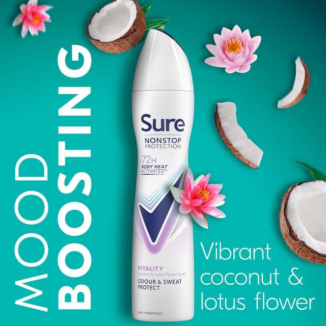 Sure Nonstop Protection Anti Perspirant Aerosol Vitality 250ml - gallery image 3