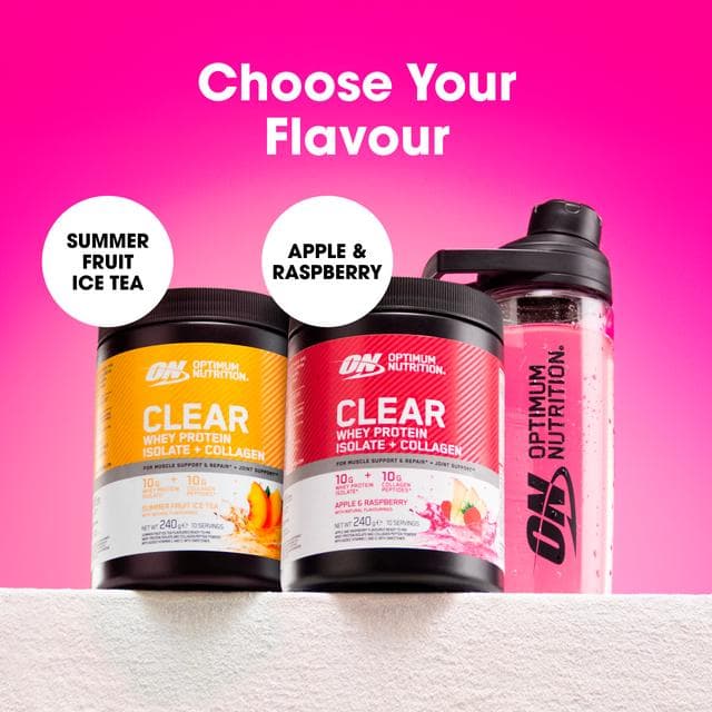 Optimum Nutrition Clear Whey Protein Isolate + Collagen Powder Apple & Raspberry 240g - gallery image 5