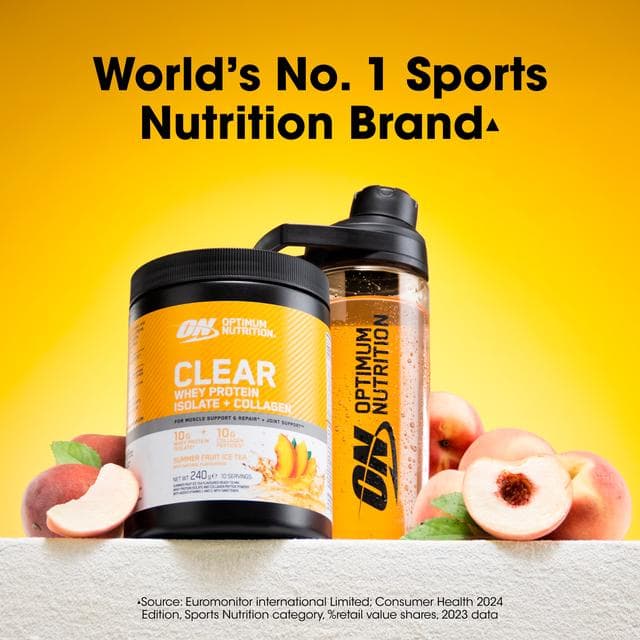 Optimum Nutrition Clear Whey Protein Isolate + Collagen Powder Summer Fruit Ice Tea 240g - gallery image 2