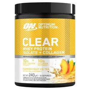 Optimum Nutrition Clear Whey Protein Isolate + Collagen Powder Summer Fruit Ice Tea 240g