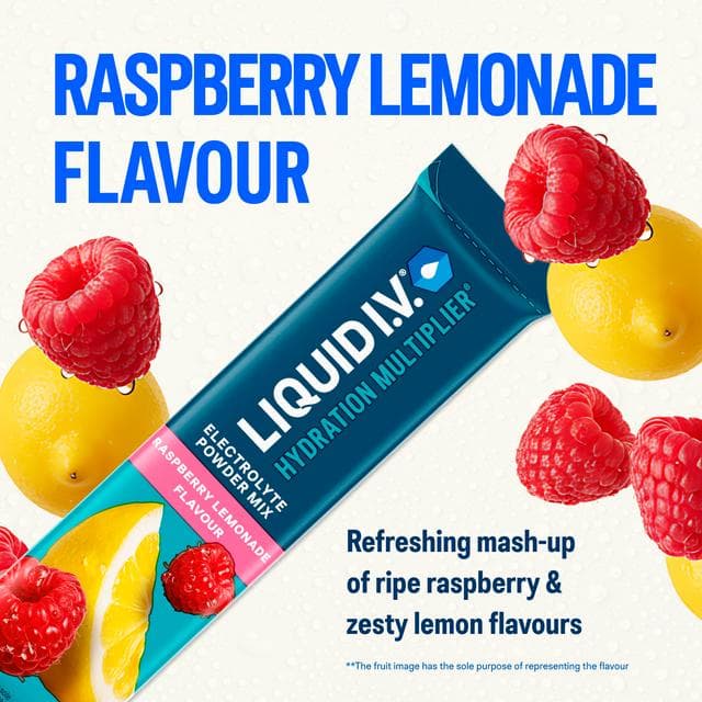 Liquid IV Hydration Multiplier Electrolyte Powder Mix Food Supplement Raspberry Lemonade Sachets x6 - gallery image 3