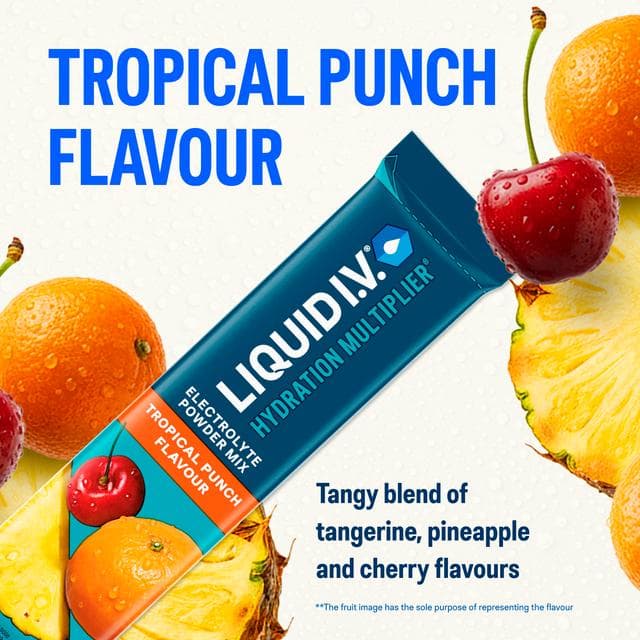 Liquid IV Hydration Multiplier 6 x Sachets Tropical Punch Electrolyte Powder Mix Food Supplement - gallery image 3