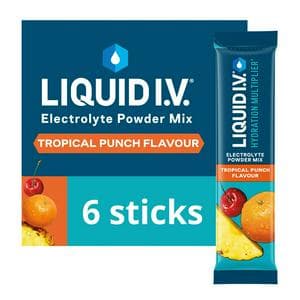 Liquid IV Hydration Multiplier 6 x Sachets Tropical Punch Electrolyte Powder Mix Food Supplement