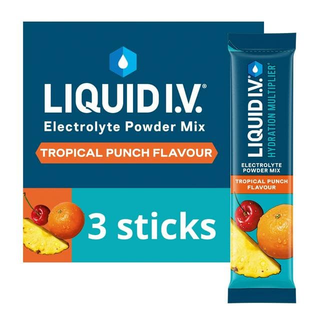 Liquid IV Hydration Multiplier Electrolyte Powder Mix Food Supplement Tropical Punch Sachets x3 - gallery image 1
