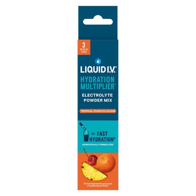 Liquid IV Hydration Multiplier Electrolyte Powder Mix Food Supplement Tropical Punch Sachets x3 - gallery image 2