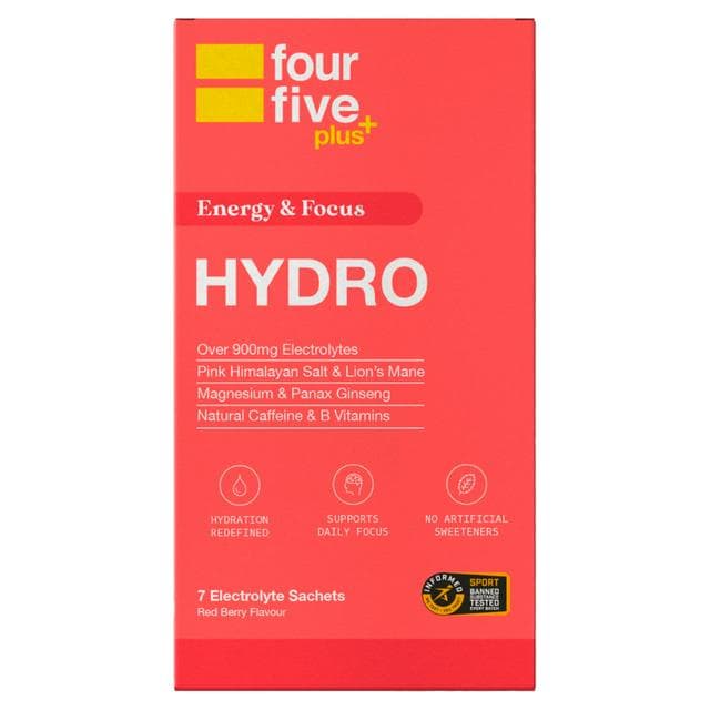 Fourfive Plus+ Energy & Focus Red Berry Flavour Electrolyte Sachets x7 - gallery image 1