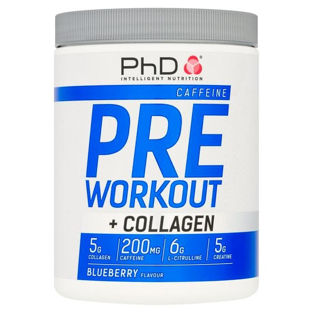 PhD Blueberry Flavour Caffeine Pre Workout + Collagen 500g - gallery image 1