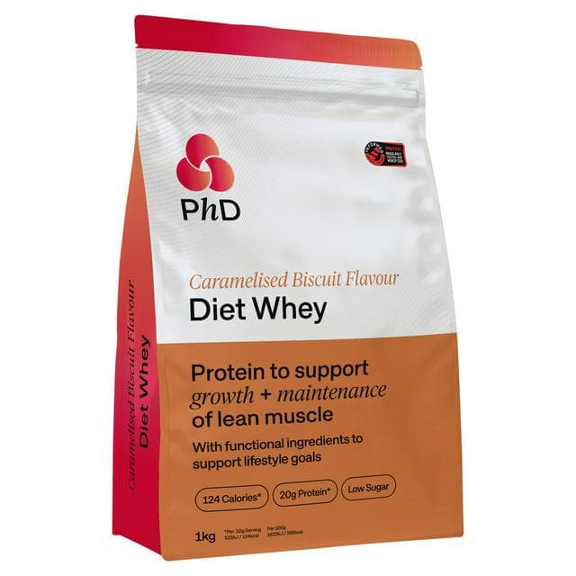 PhD Diet Whey Lean Protein Powder Flavour Caramelised Biscuit 1kg - gallery image 1