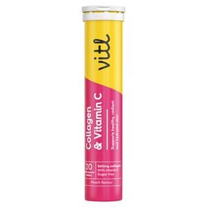 Vitl x20 Collagen & Vitamin C Effervescent Peach Flavour Tablets