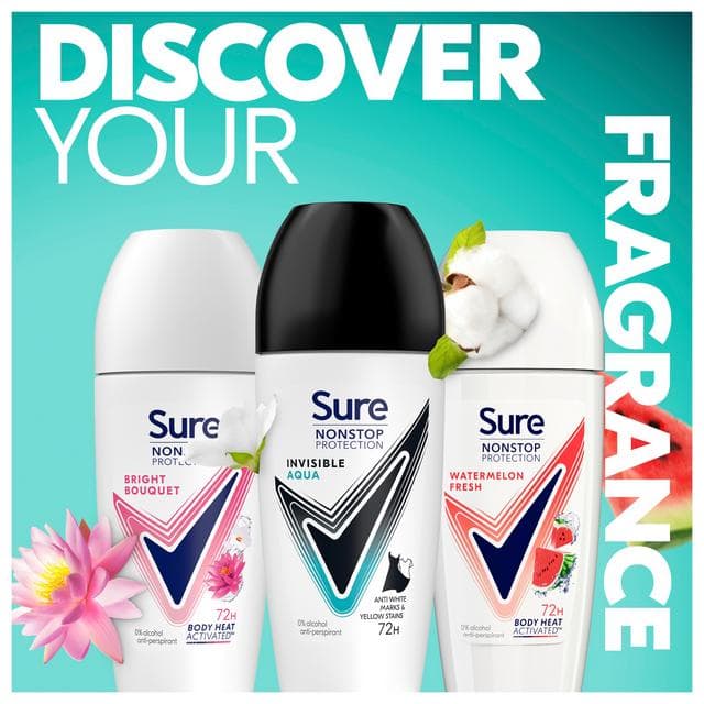 Sure Nonstop Protection Anti Perspirant Roll On Invisible Aqua 50ml - gallery image 5