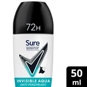 Sure Nonstop Protection Anti Perspirant Roll On Invisible Aqua 50ml