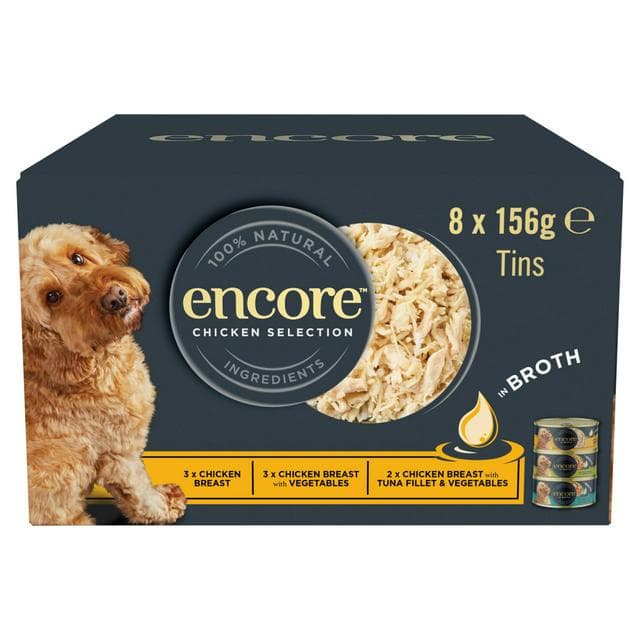 Encore Chicken Selection in Broth Dog Food 8 x 156g - gallery image 1