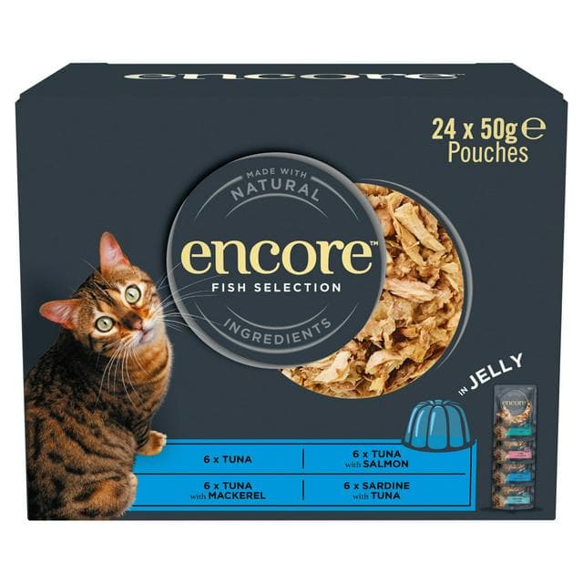 Encore Fish Selection in Jelly Pouches Cat Food 24 x 50g - gallery image 1