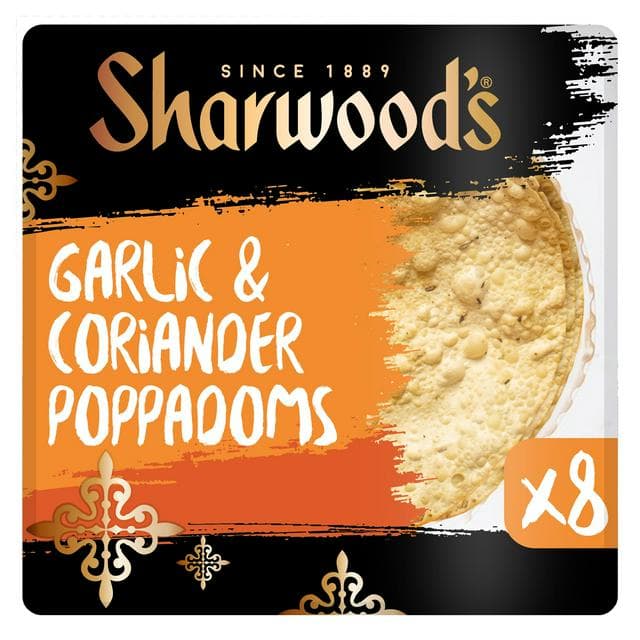 Sharwood's Garlic & Coriander Poppadoms x8 - gallery image 1