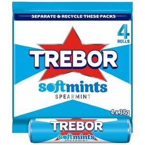 Trebor Spearmint Mints Rolls Multipack x4 38g