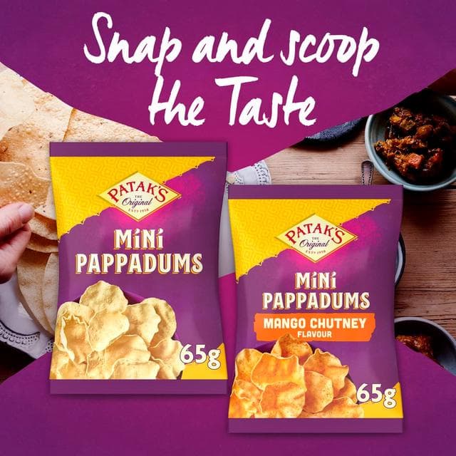 Patak's Indian 65g Mango Chutney Mini Poppadoms - gallery image 2