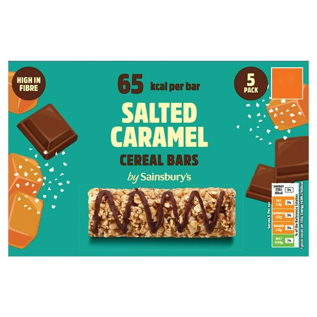 Sainsbury's 5 Salted Caramel Cereal Bars 95g - gallery image 1