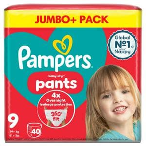 Pampers Baby Dry Nappy Pants Size 9, 19kg+ x40