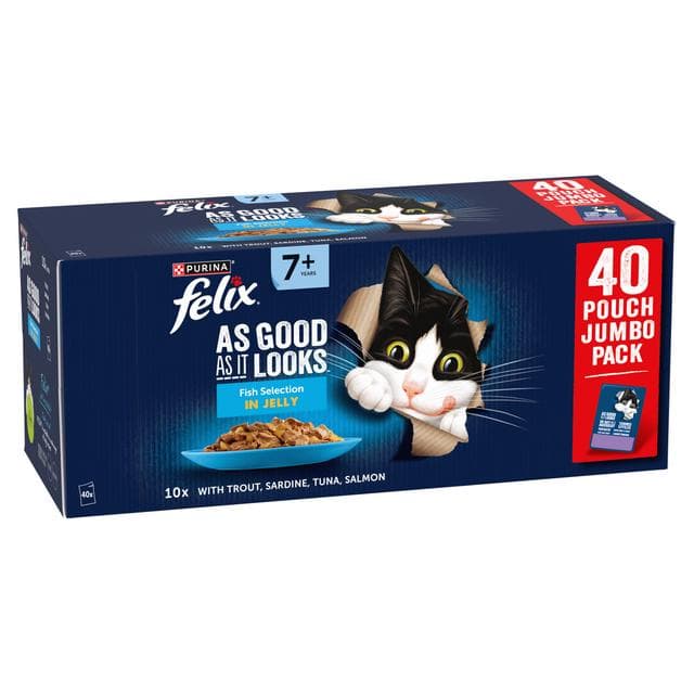 Felix As Good As it Looks Senior 7+ Fish Selection in Jelly Cat Food 40 x 85g - gallery image 3