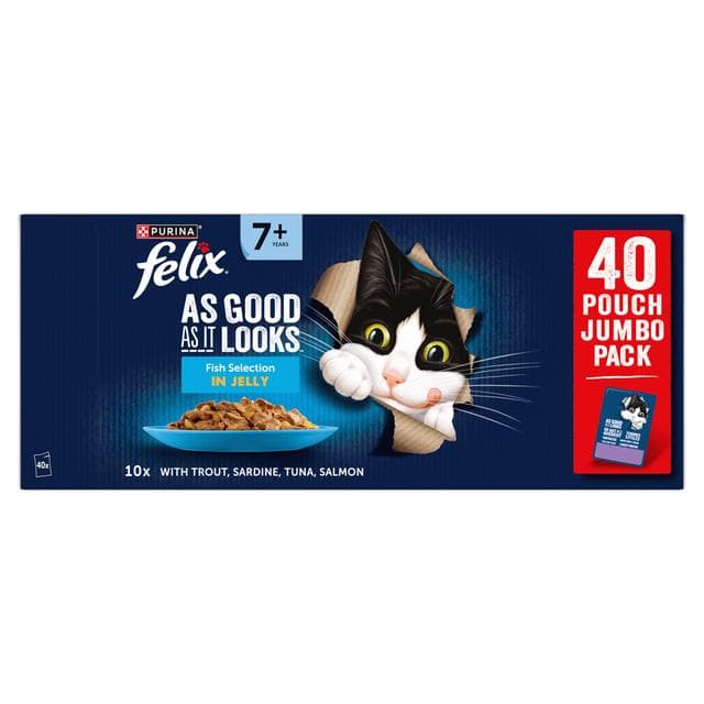 Felix As Good As it Looks Senior 7+ Fish Selection in Jelly Cat Food 40 x 85g - gallery image 5
