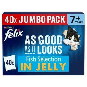Felix As Good As it Looks Senior 7+ Fish Selection in Jelly Cat Food 40 x 85g