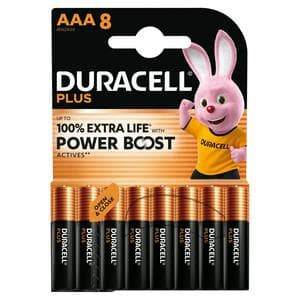 Duracell Pack of 8 Powerboost Plus AAA Batteries
