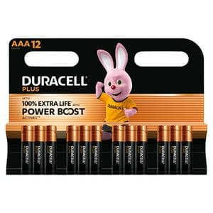 Duracell Pack of 12 Powerboost Plus AAA Batteries