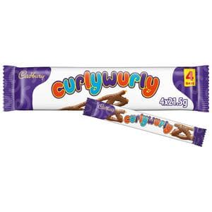 Cadbury Curly Wurly 4 x 21.5g Multipack Chocolate Bar
