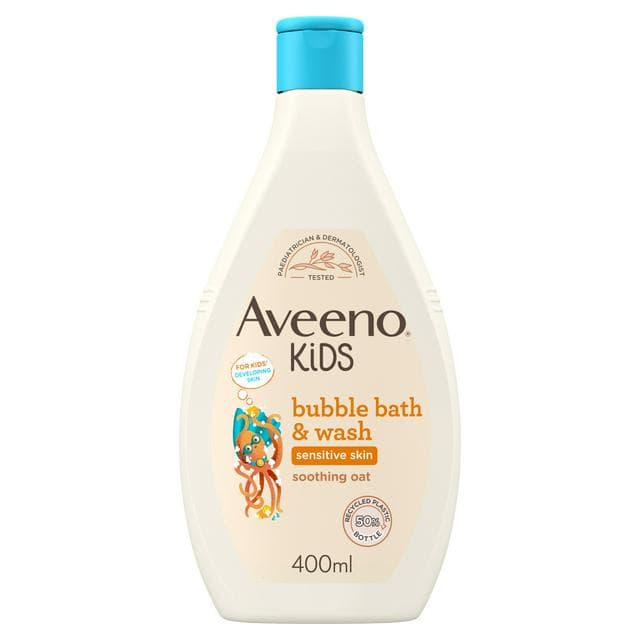 Aveeno Kids Bubble Bath & Wash with Soothing Oat Extract 400ml - gallery image 1