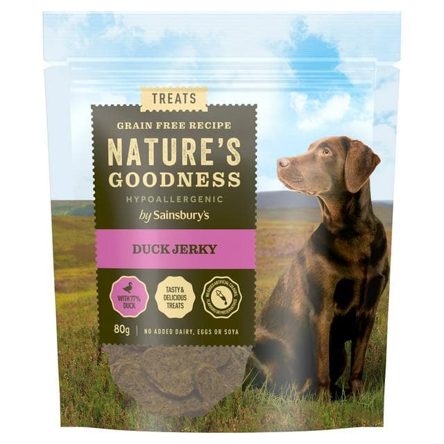 Sainsbury's 80g Nature's Goodness Hypoallergenic Duck Jerky Dog Treats - gallery image 1