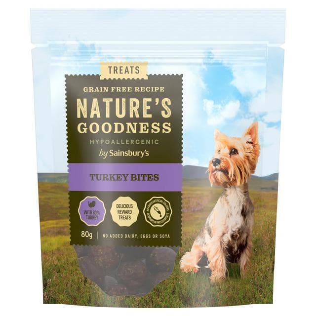 Sainsbury's 80g Nature's Goodness Hypoallergenic Turkey Bites Dog Treats - gallery image 1