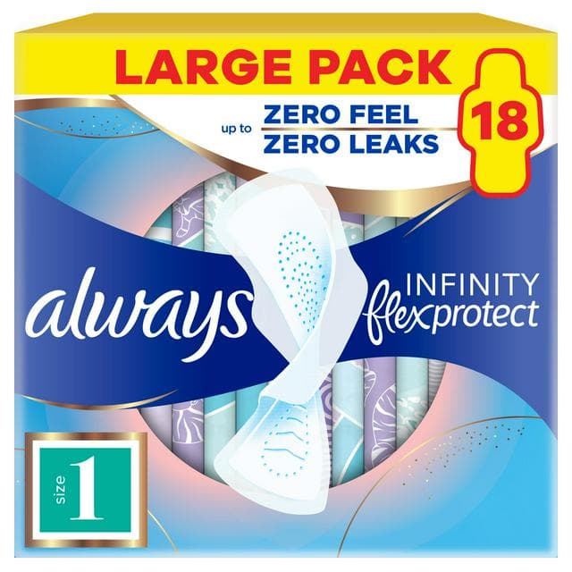 Always Flexprotect Sanitary Towels Normal Size 1 with Wings Pads x18 - gallery image 1