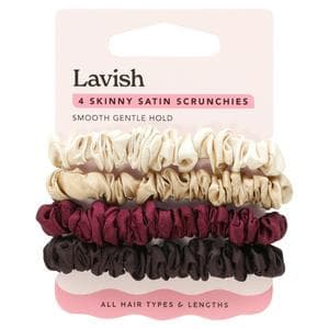 Lavish Skinny Satin Scrunchies x4