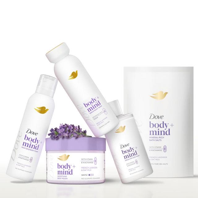 Dove 350ml Body + Mind French Lavender & Oat Milk Serum Body Wash - gallery image 5