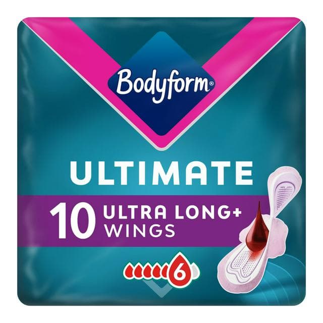 Bodyform Ultimate Ultra Long Sanitary Towels Wings Pack x10 - gallery image 1