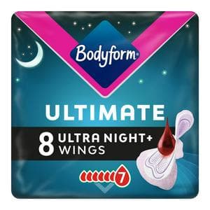Bodyform Ultimate Ultra Night Sanitary Towels Wings Pack x8