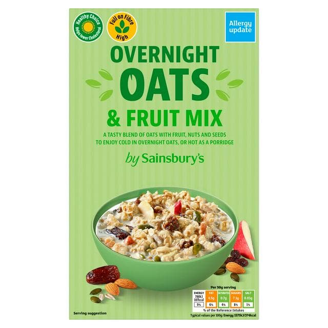 Sainsbury's Overnight Oats & Fruit Mix 500g - gallery image 1