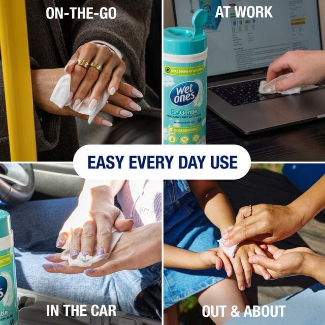 Wet Ones Be Gentle 50 x Anti-Bacterial Hand Wipes - gallery image 4
